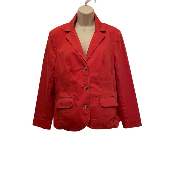 LL Bean Women’s Blazer Coral Button Closure Long Sleeve Pockets Size Medium - Picture 1 of 7
